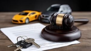 auto con llave y documentos legales