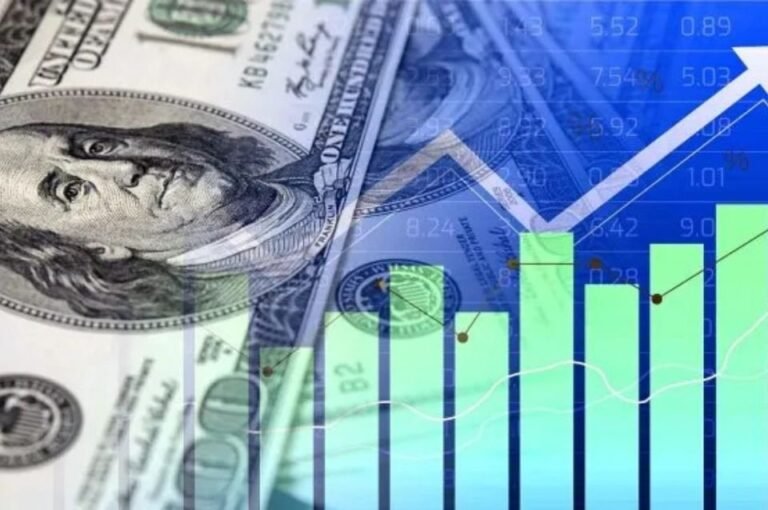 billetes de dolares y graficos financieros abstractos