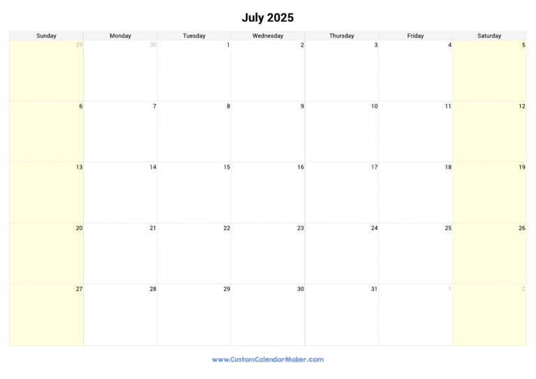 calendario con mes de julio destacado