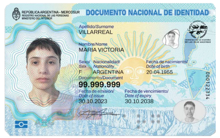 documento dni argentino moderno sobre fondo neutro