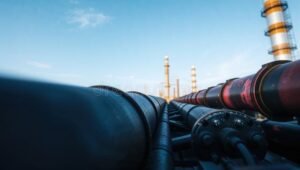 gasoducto industrial con cielo azul claro