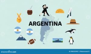 mapa de argentina con simbolos culturales populares