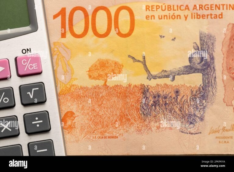 Por qué me descuentan Ingresos Brutos de mi caja de ahorro en Argentina 6 moneda argentina sobre billetes y calculadora