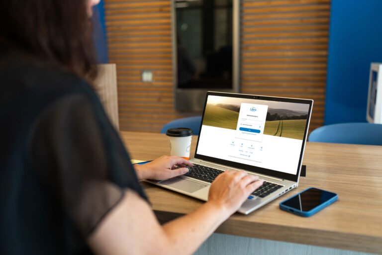 persona usando laptop para banca en linea