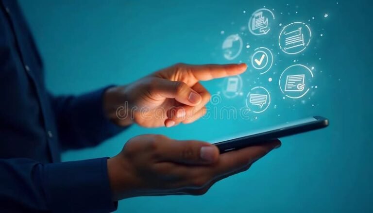 Persona usando smartphone para trámites digitales