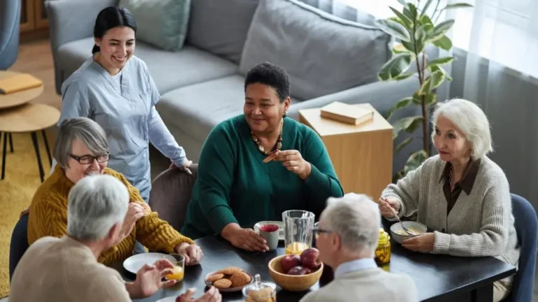 personas mayores sonrientes en centro de dia