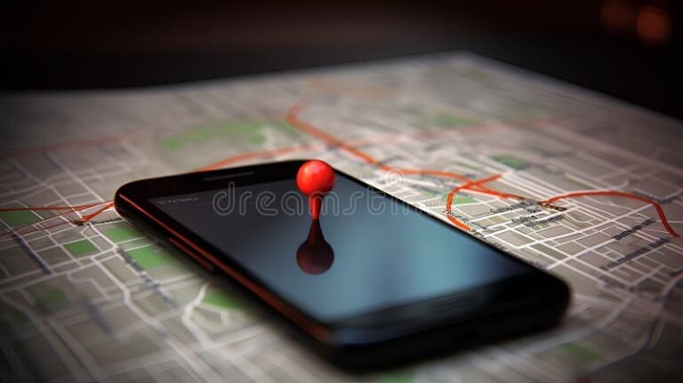 smartphone con icono de ubicacion gps visible