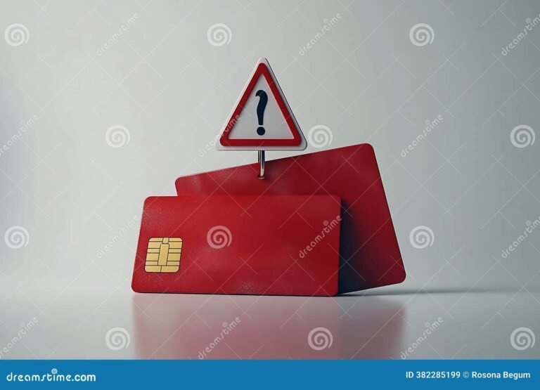 tarjeta visa con senal de advertencia roja